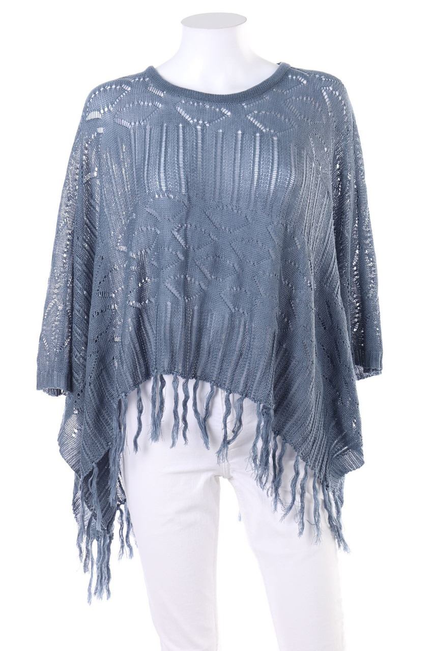pieces - Poncho mit Fransen - ONE SIZE