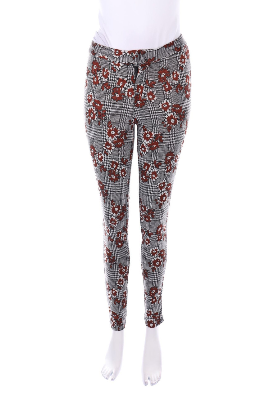 esmara - Leggings mit Hahnentritt-Muster mit Blumen-Print - D 36