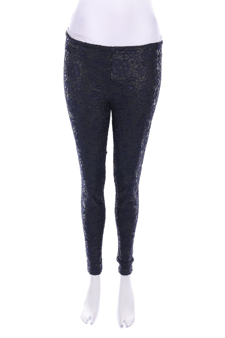 ZARA - Faux Leather-Treggings mit floralem Muster - S