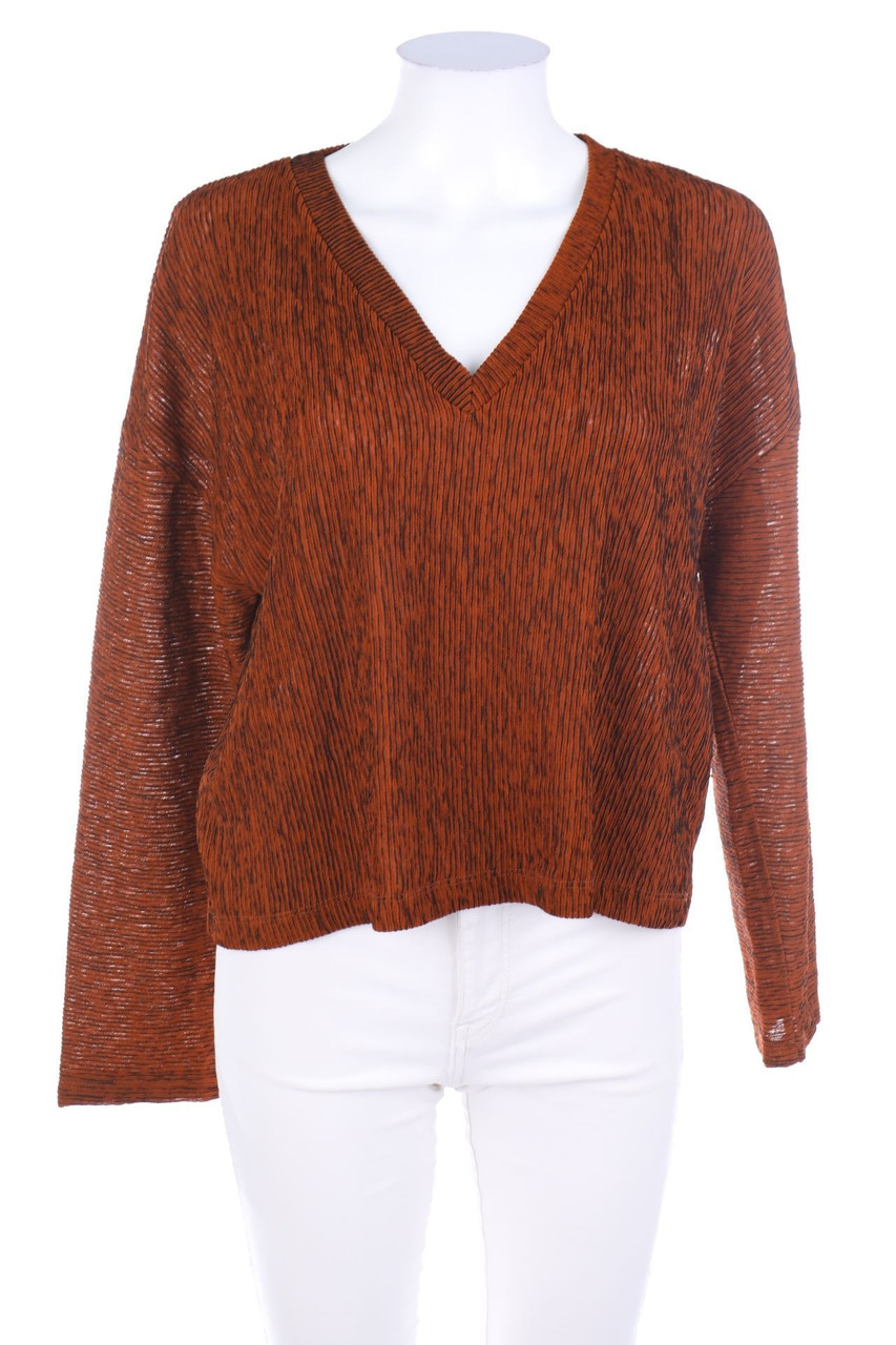 ZARA TRF - Bluse mit Streifen mit überschnittener Schulter - M