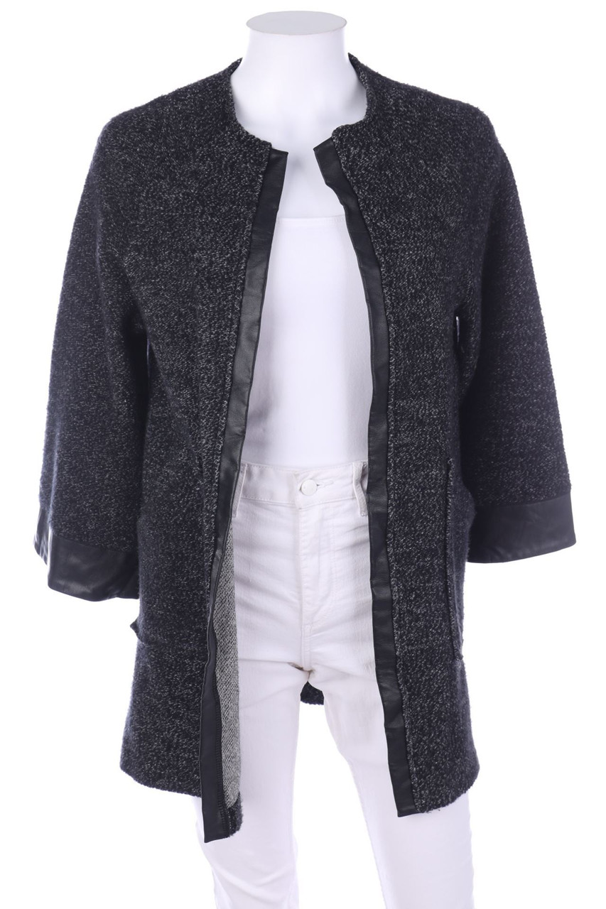 ZARA - Cardigan mit Kunstleder-Details - M