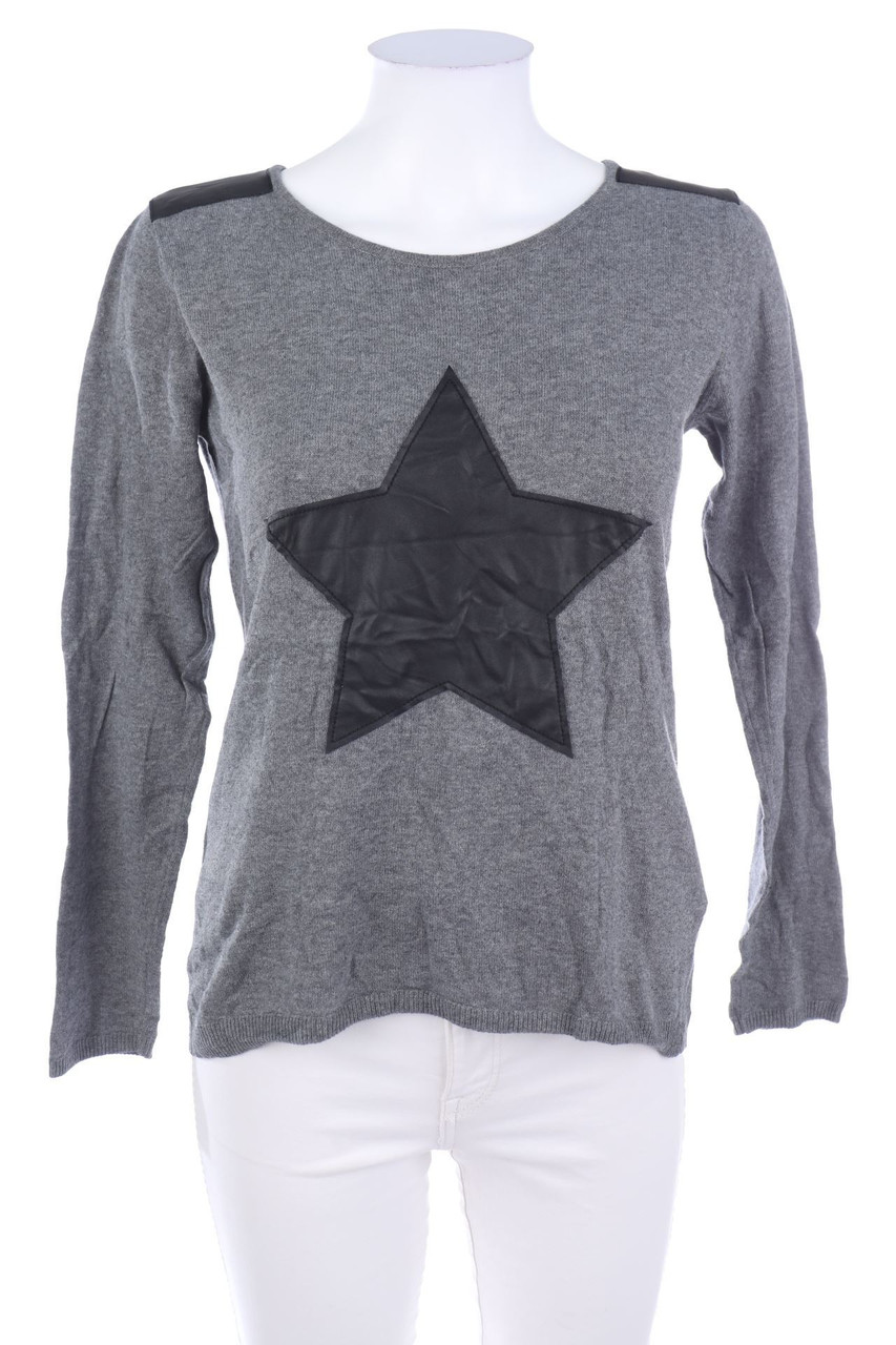 H&M - Baumwoll-Pullover mit Kunstleder-Details - M