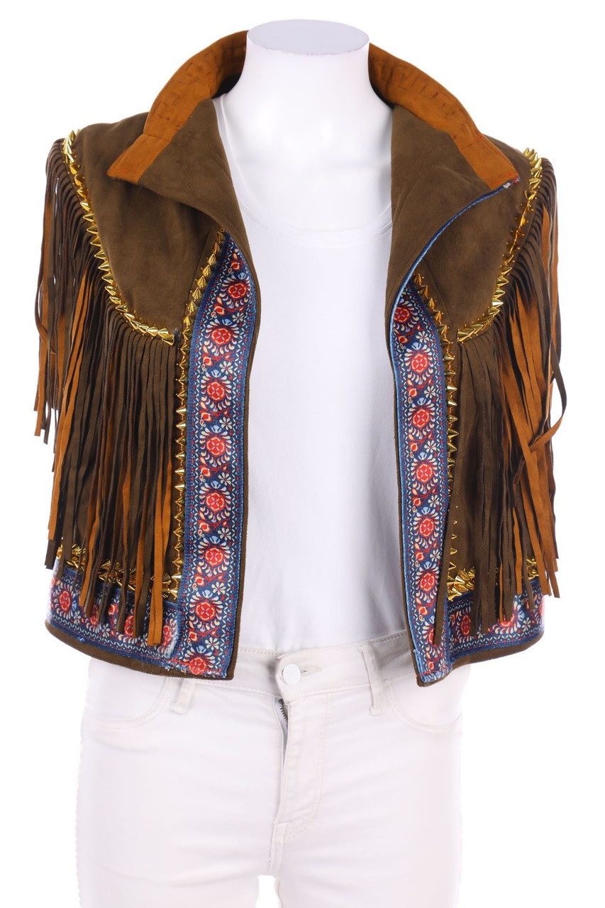 ark & co. - Faux Leather-Weste mit Fransen mit Nieten - M