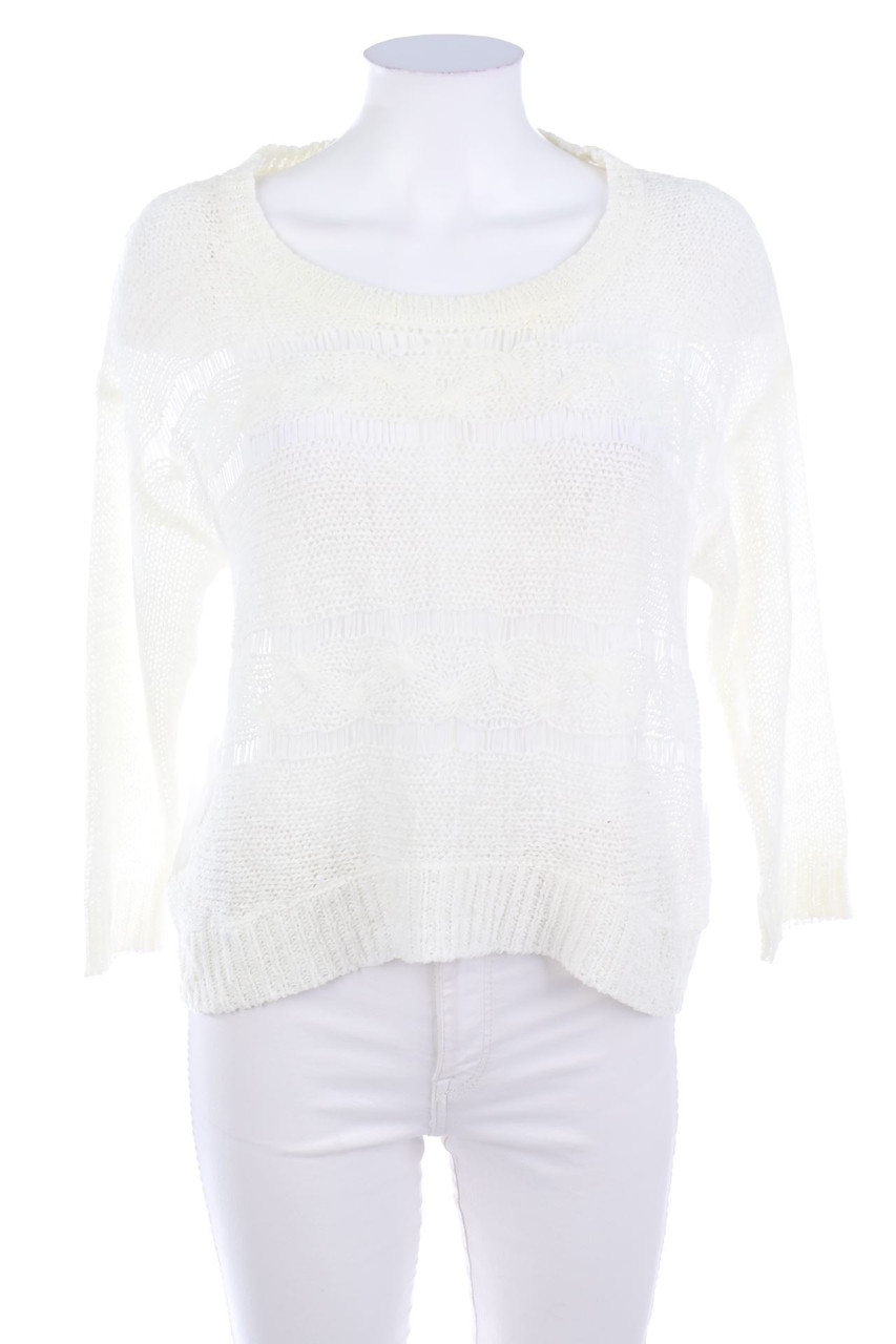 Ohne Label - Strick-Pullover mit Mesh-Einsatz - D 42