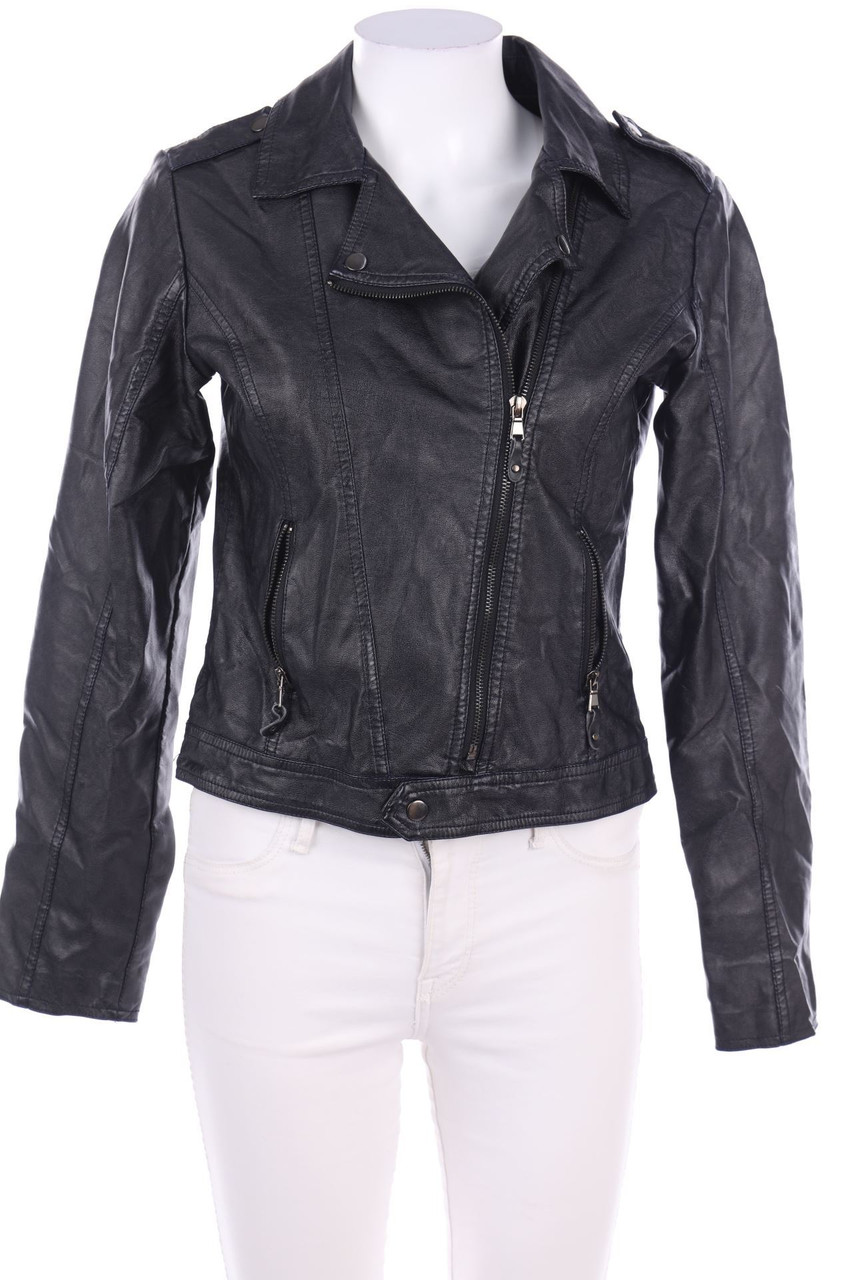 No Label - Faux Leather Jacket with Epaulettes - D 36