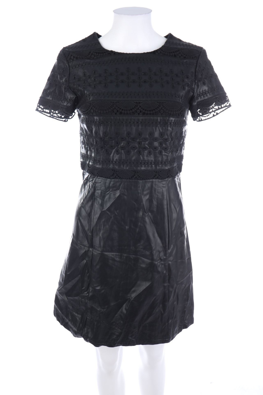 Etam - Faux Leather-Minikleid mit Spitzen-Einsatz - D 36