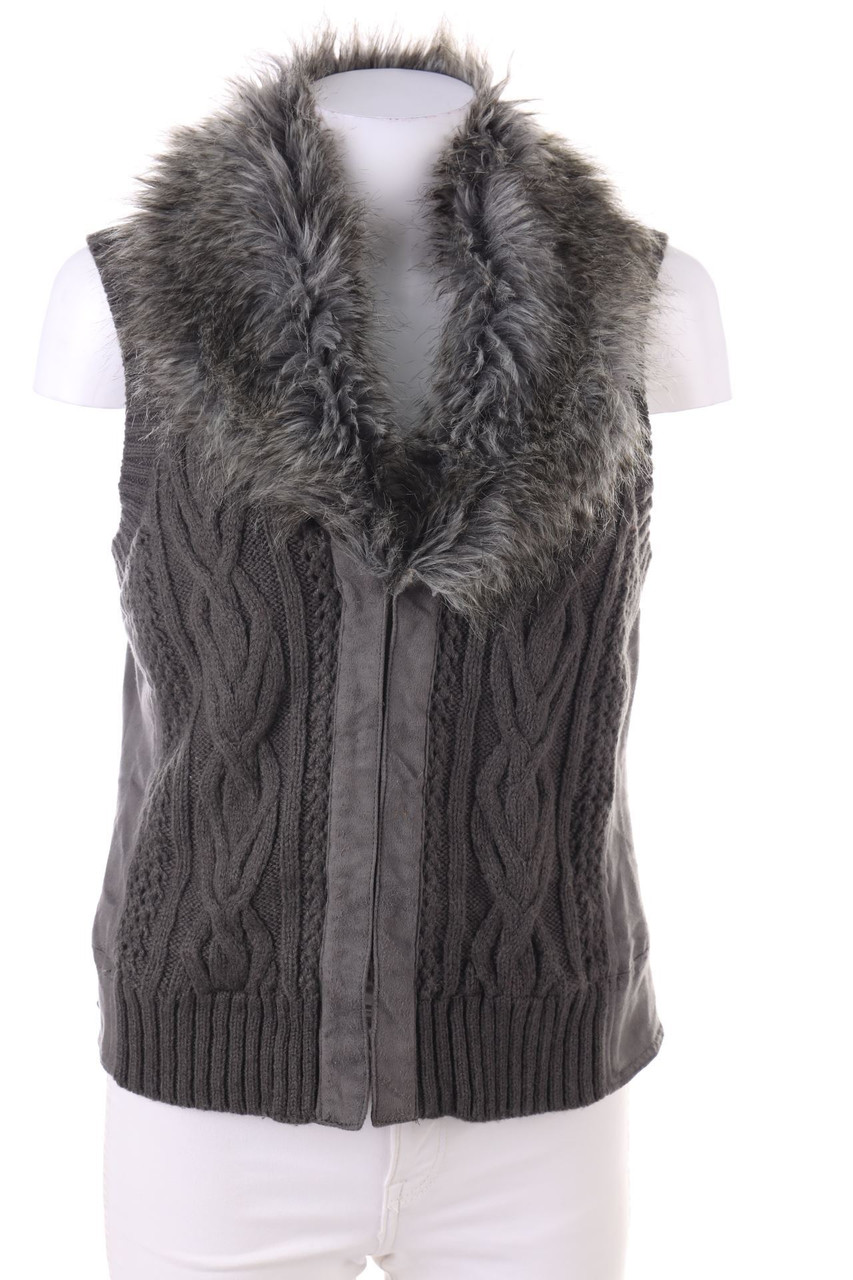 promod - Faux Leather-Weste mit Fake Fur-Besatz - M