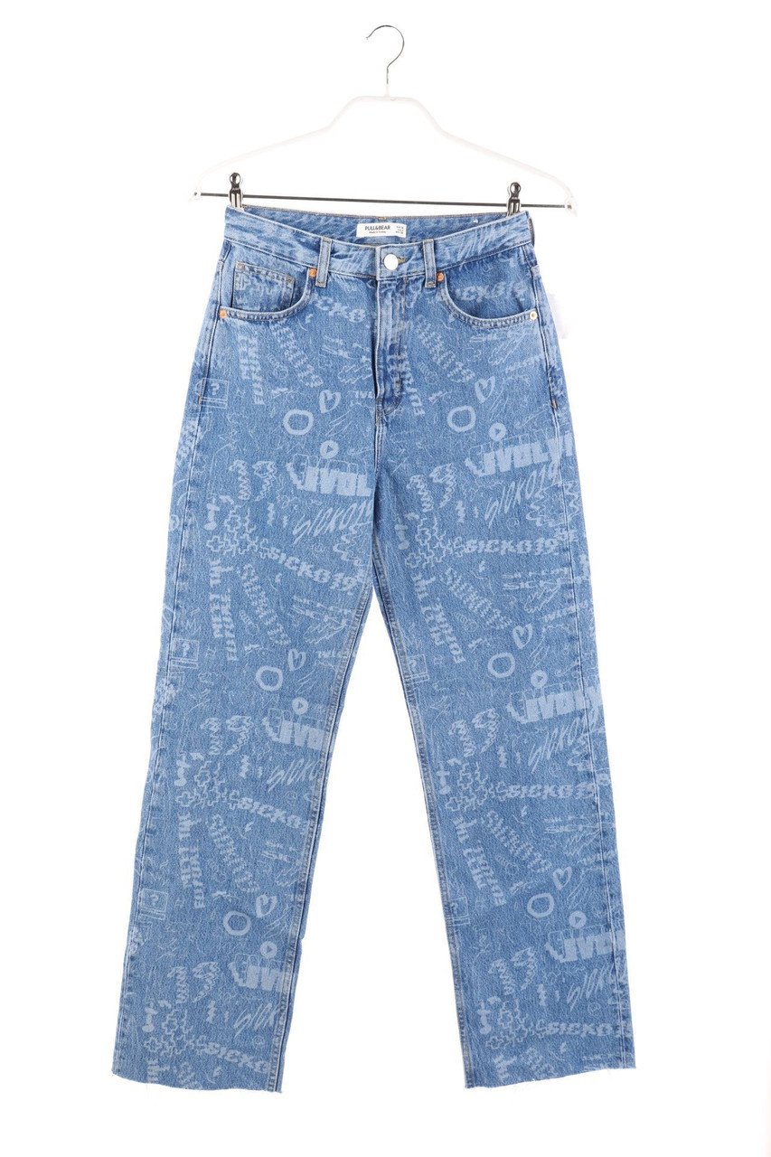 PULL&BEAR - Straigh Cut Jeans with Print - D 34