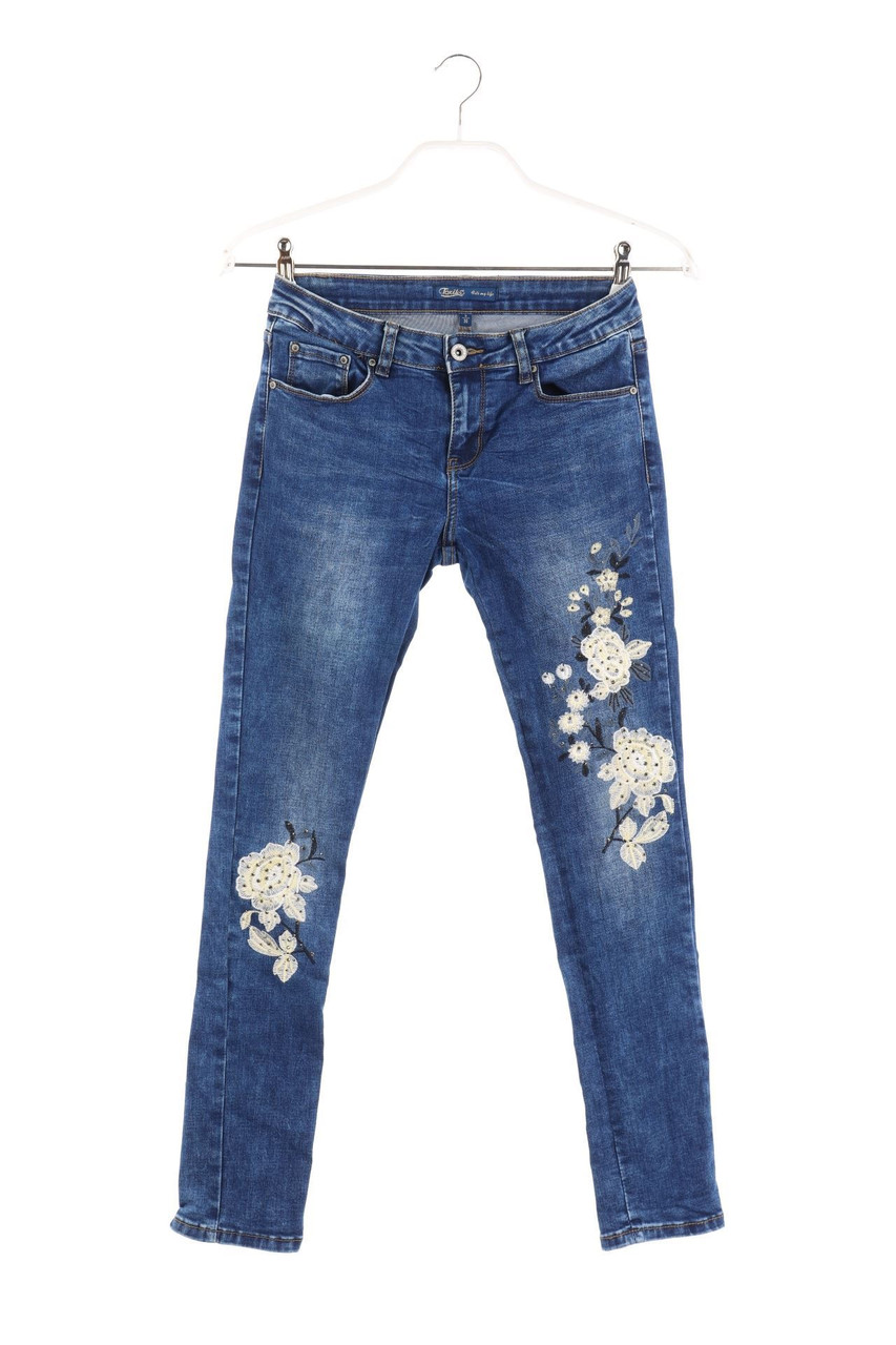 TOXIK 3 - Dark Denim Skinny-Jeans mit Stickereien - D 36