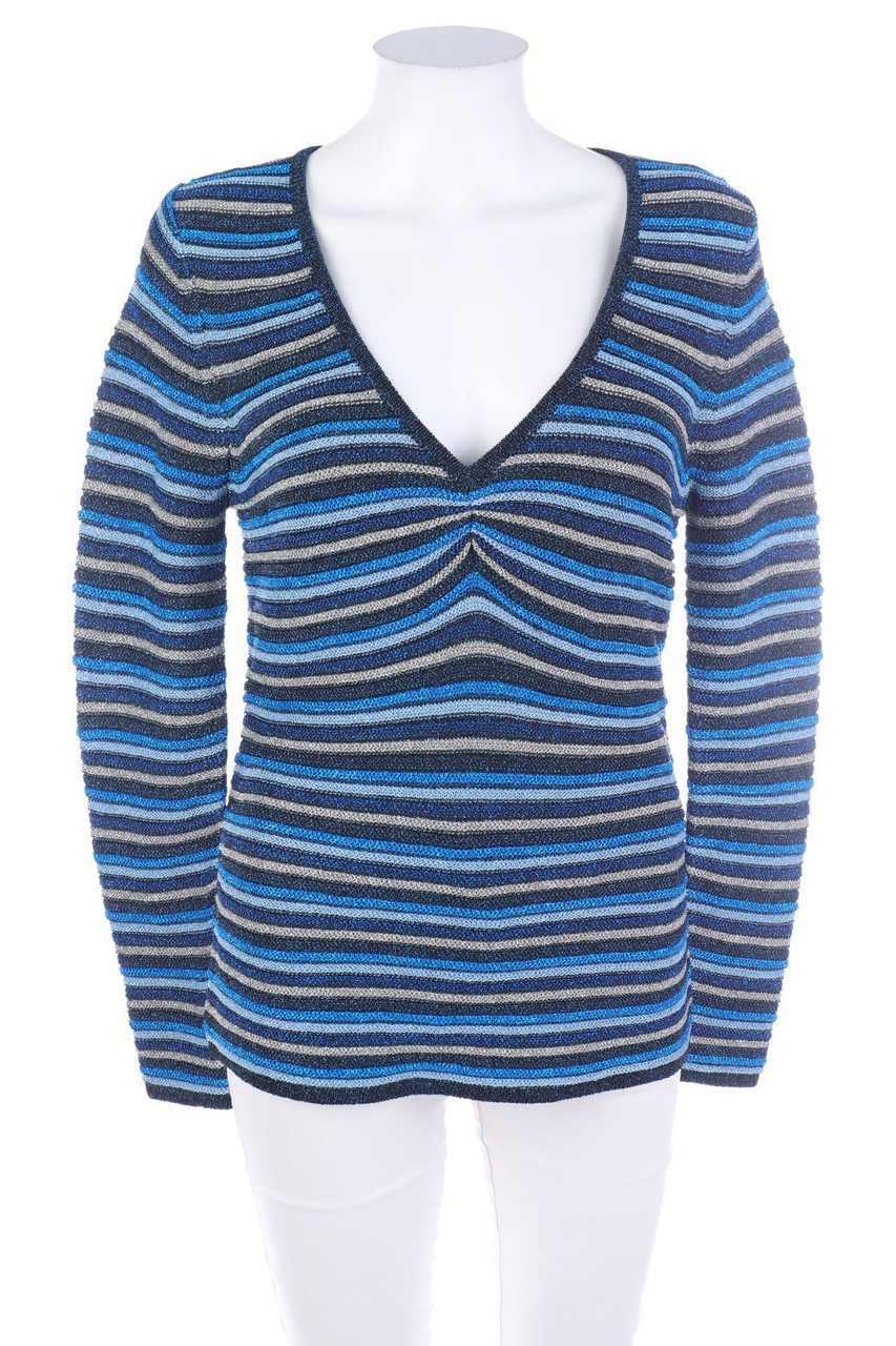MANOUSH - Glitter-V-Neck Pullover with Stripes - L