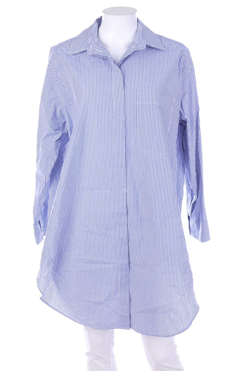 H&M - Streifen-Long-Bluse aus Baumwolle mit Schlitz - XS
