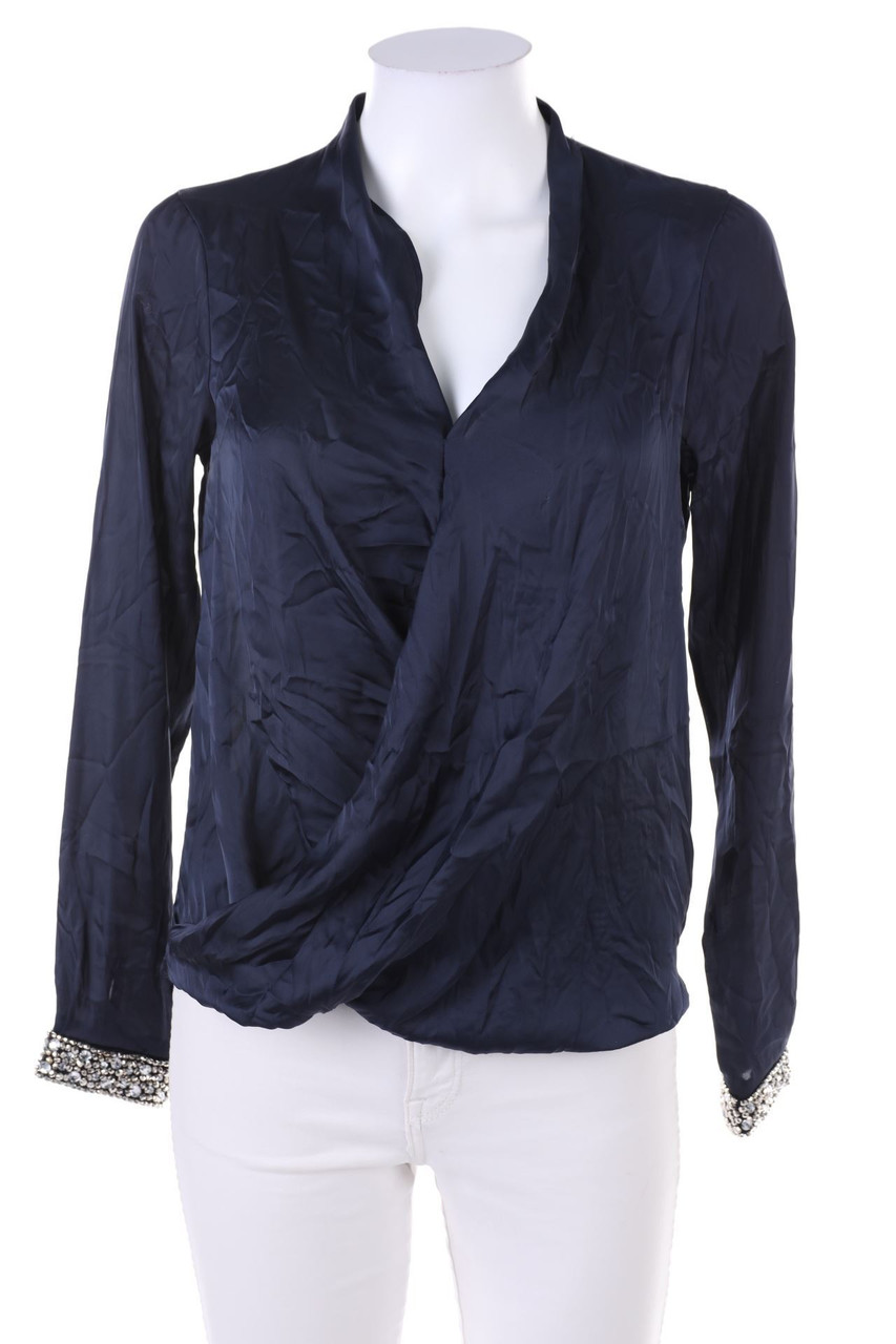 DOROTHY PERKINS - Satin-Bluse in Wickel-Optik mit Perlen - D 34