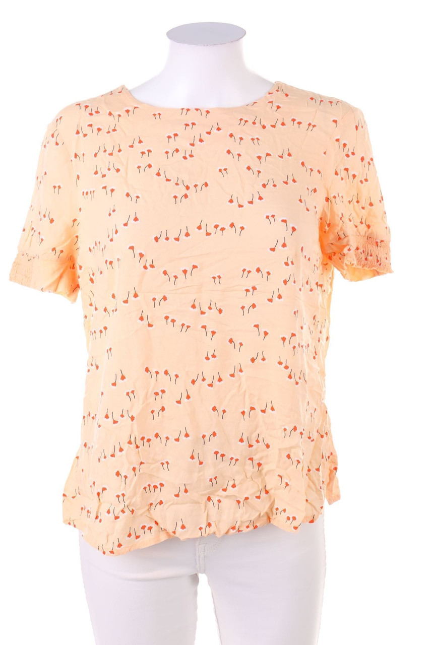 ESPRIT - Kurzarm-Bluse mit Blumen-Print - D 38