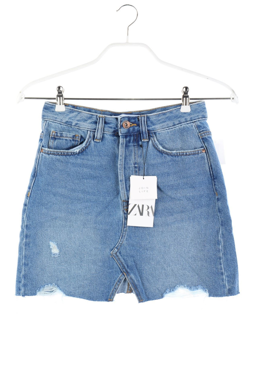 ZARA - Distressed Denim Mini Skirt - XS