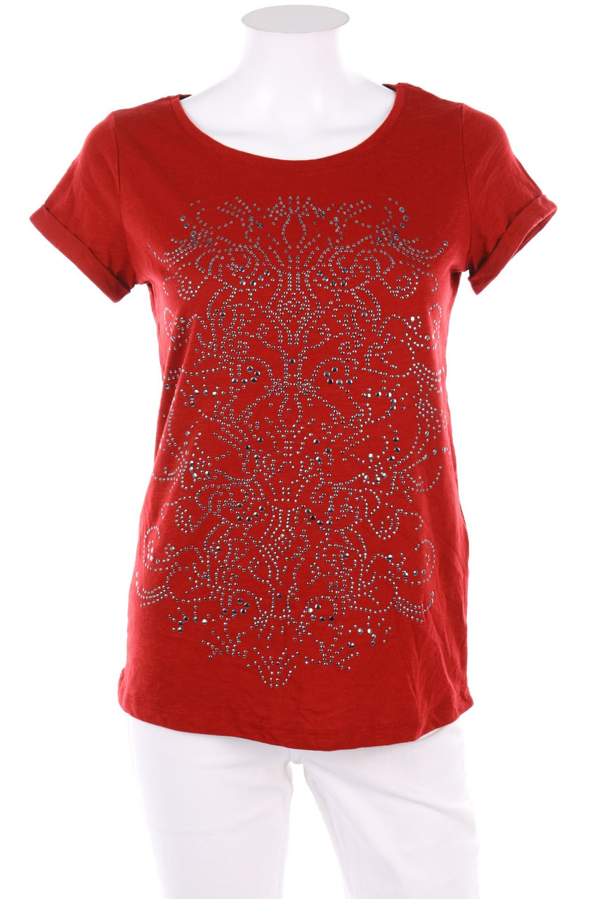 No Label - Shortsleeve-Shirt with Jewelry Stones - S