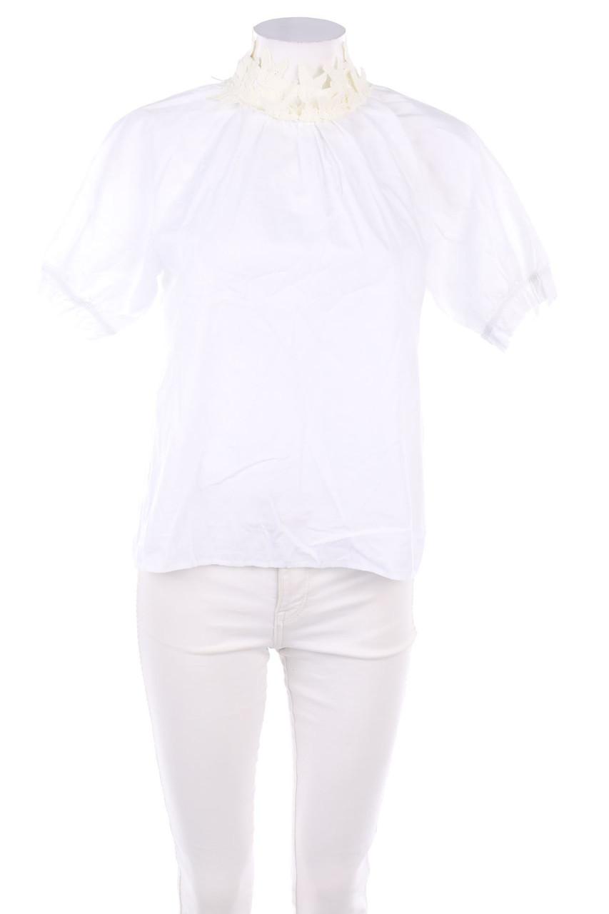 ZARA - Kurzarm-Bluse mit Spitze - M