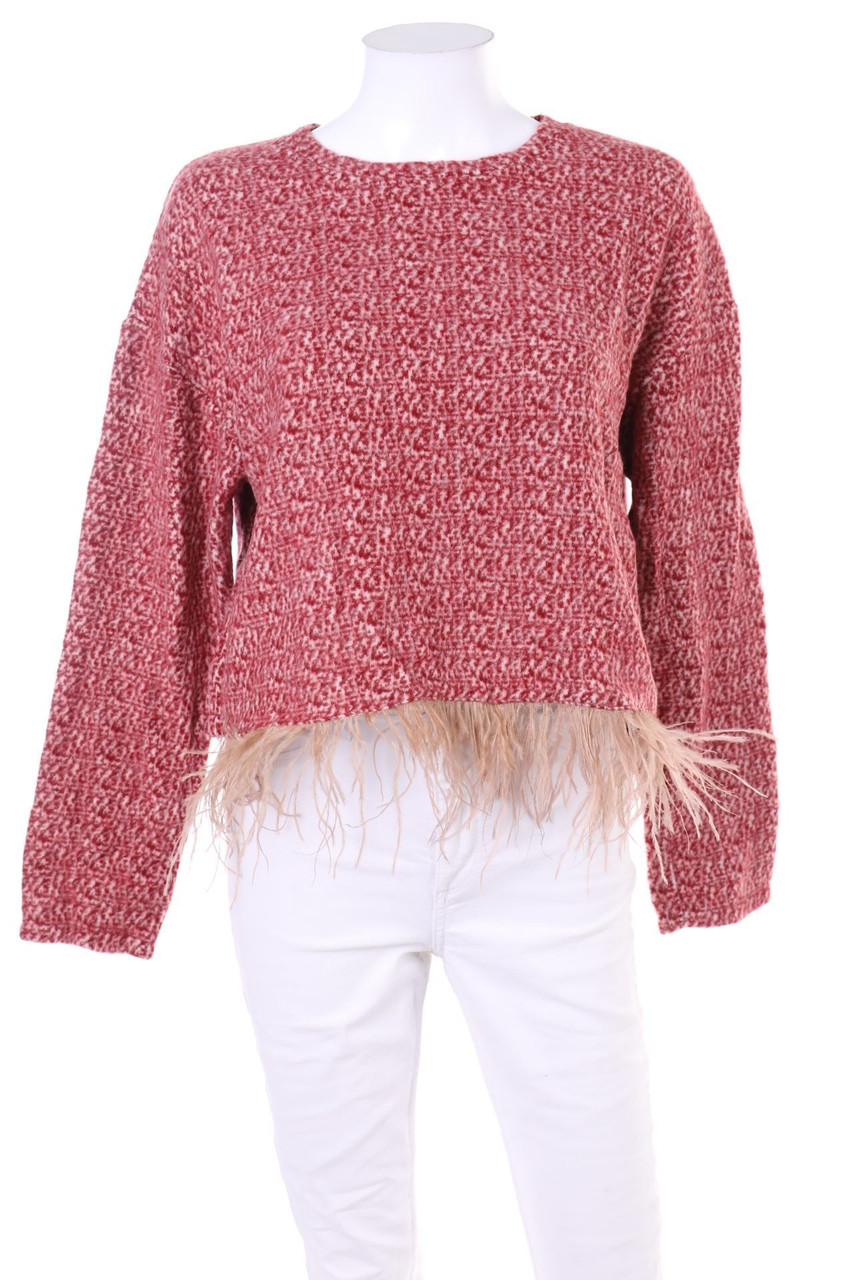 ZARA TRF - Strick-Pullover mit Federn - S