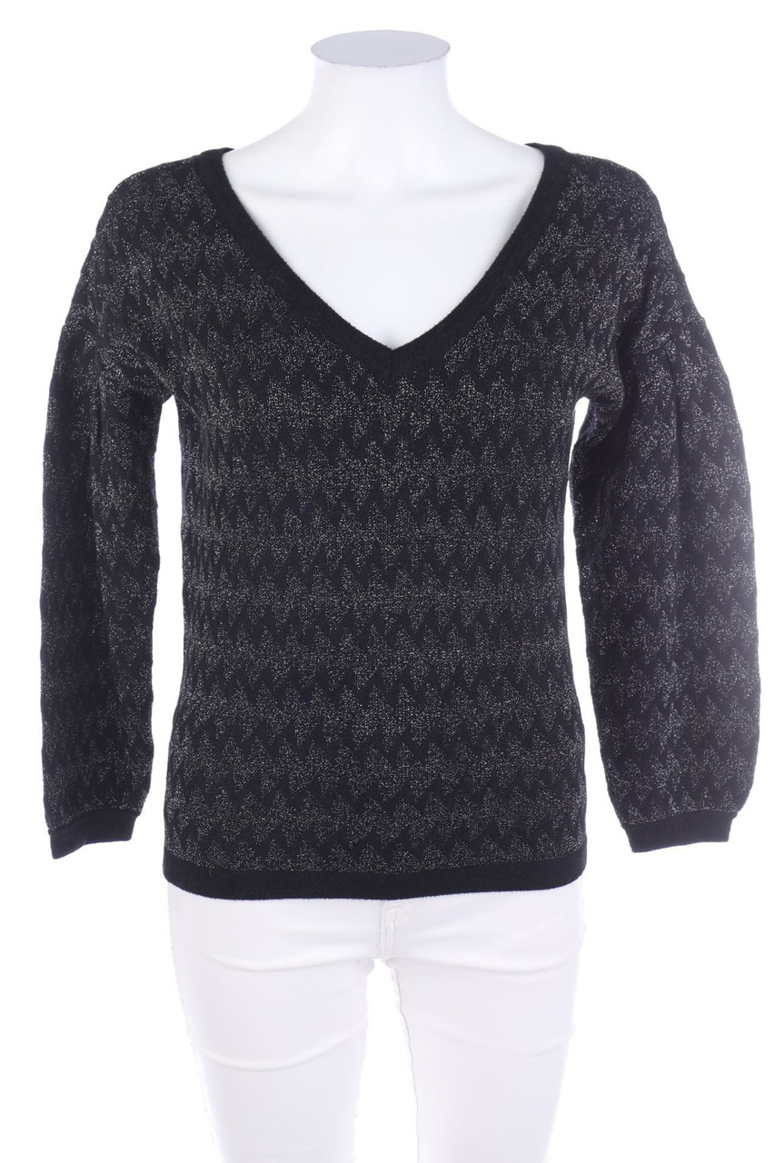 NAF NAF - Glitzer-Strick-Pullover mit Zickzack-Muster - XS