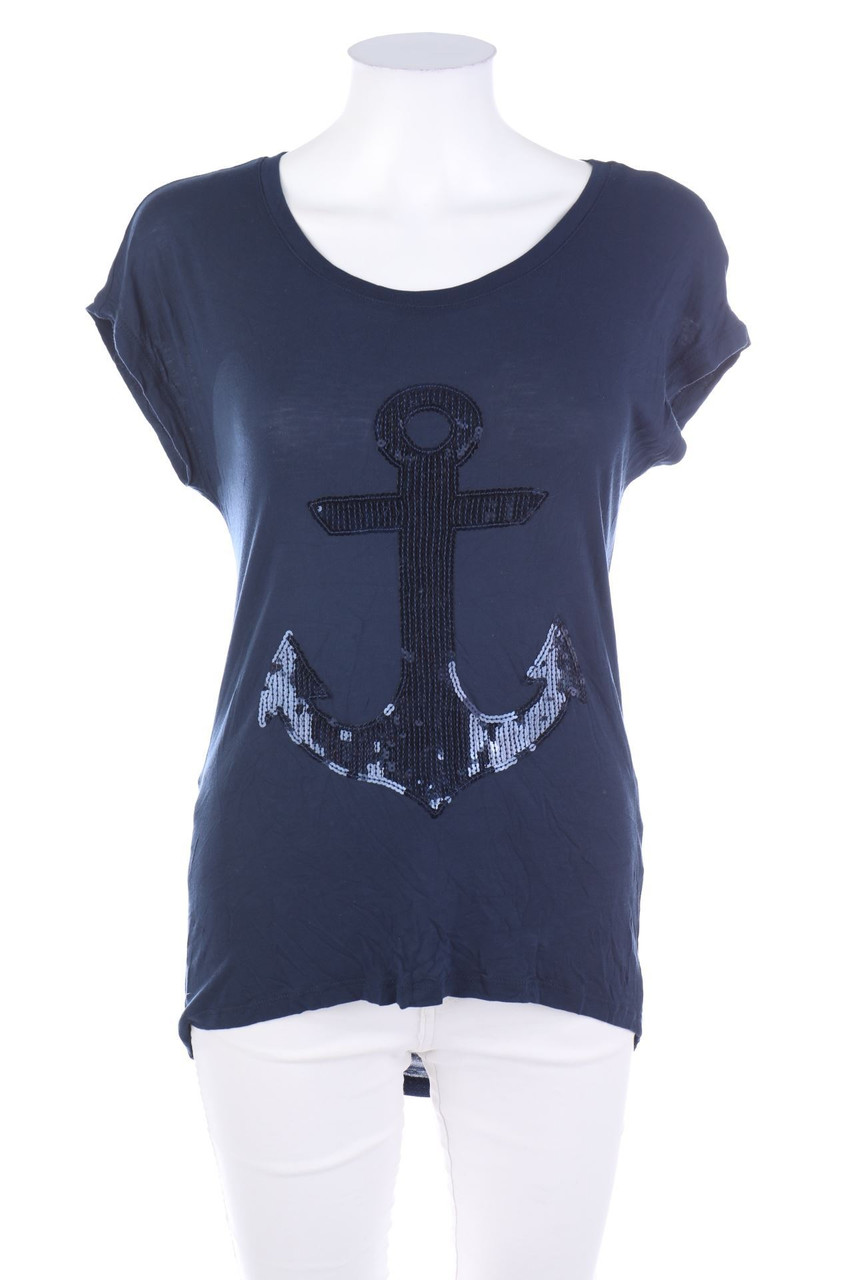 VILA - Kurzarm-Shirt mit Pailletten - XS