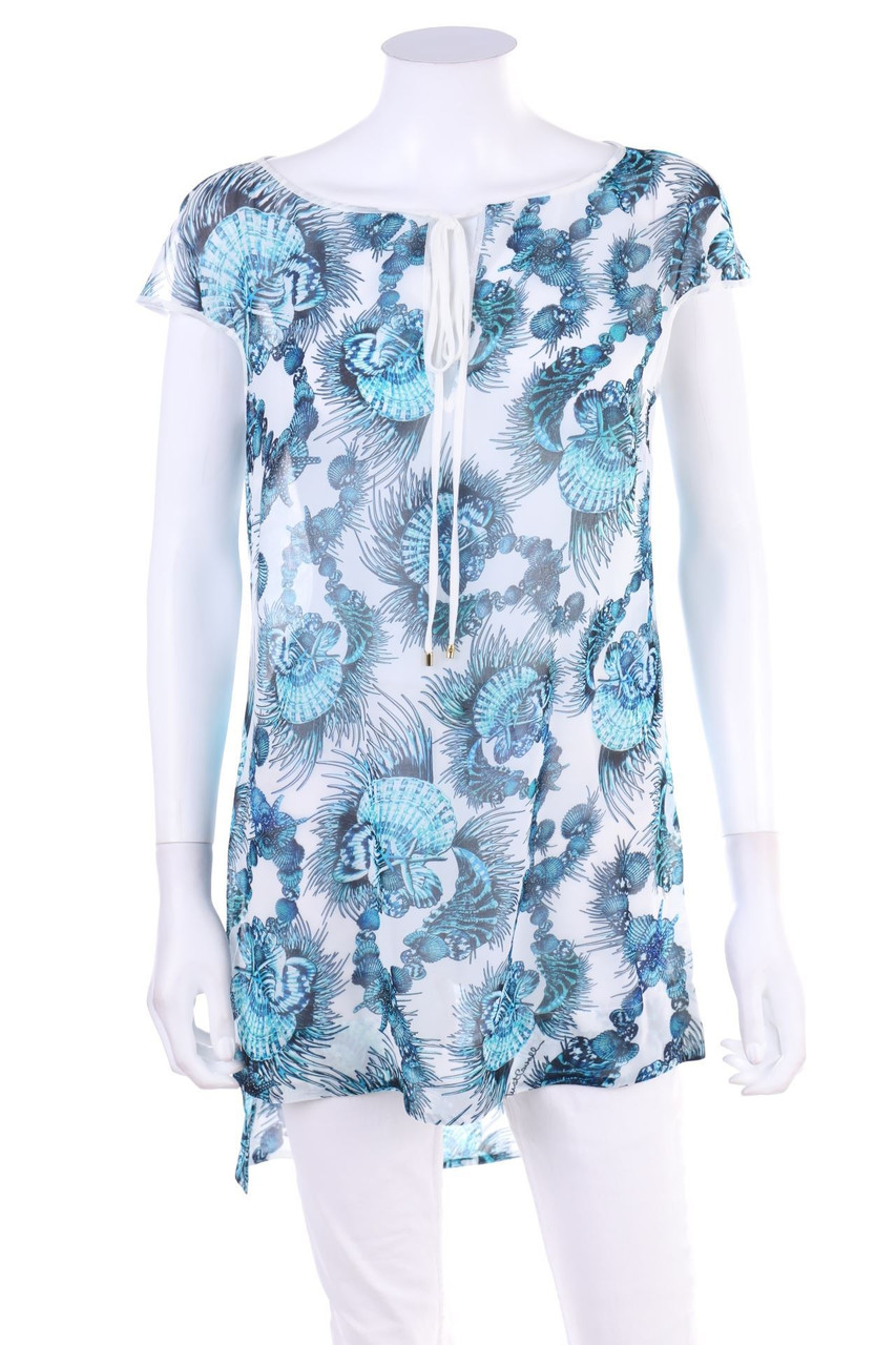 Just cavalli - Chiffon-Kurzarm-Bluse mit Print - D 36