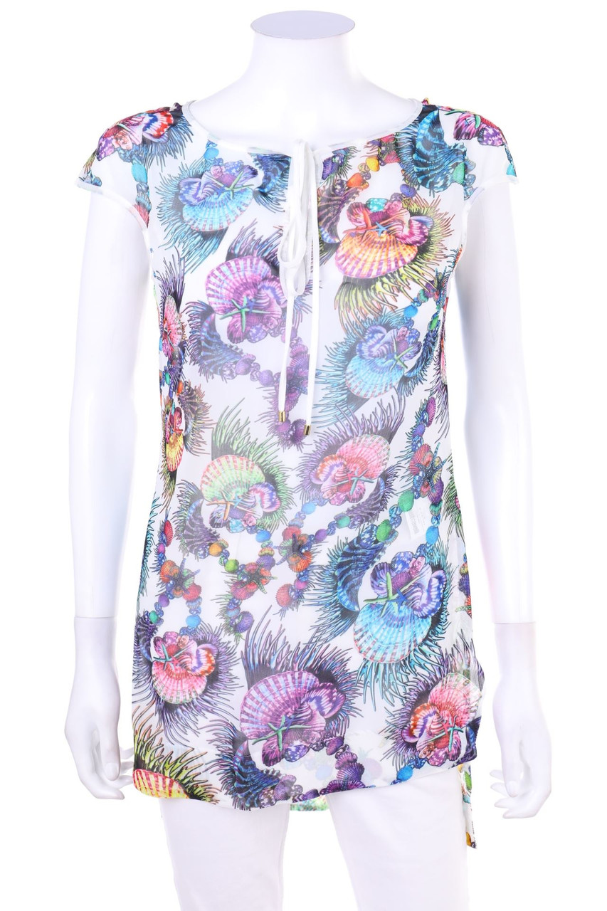 Just cavalli - Chiffon-Kurzarm-Bluse mit Print - D 32