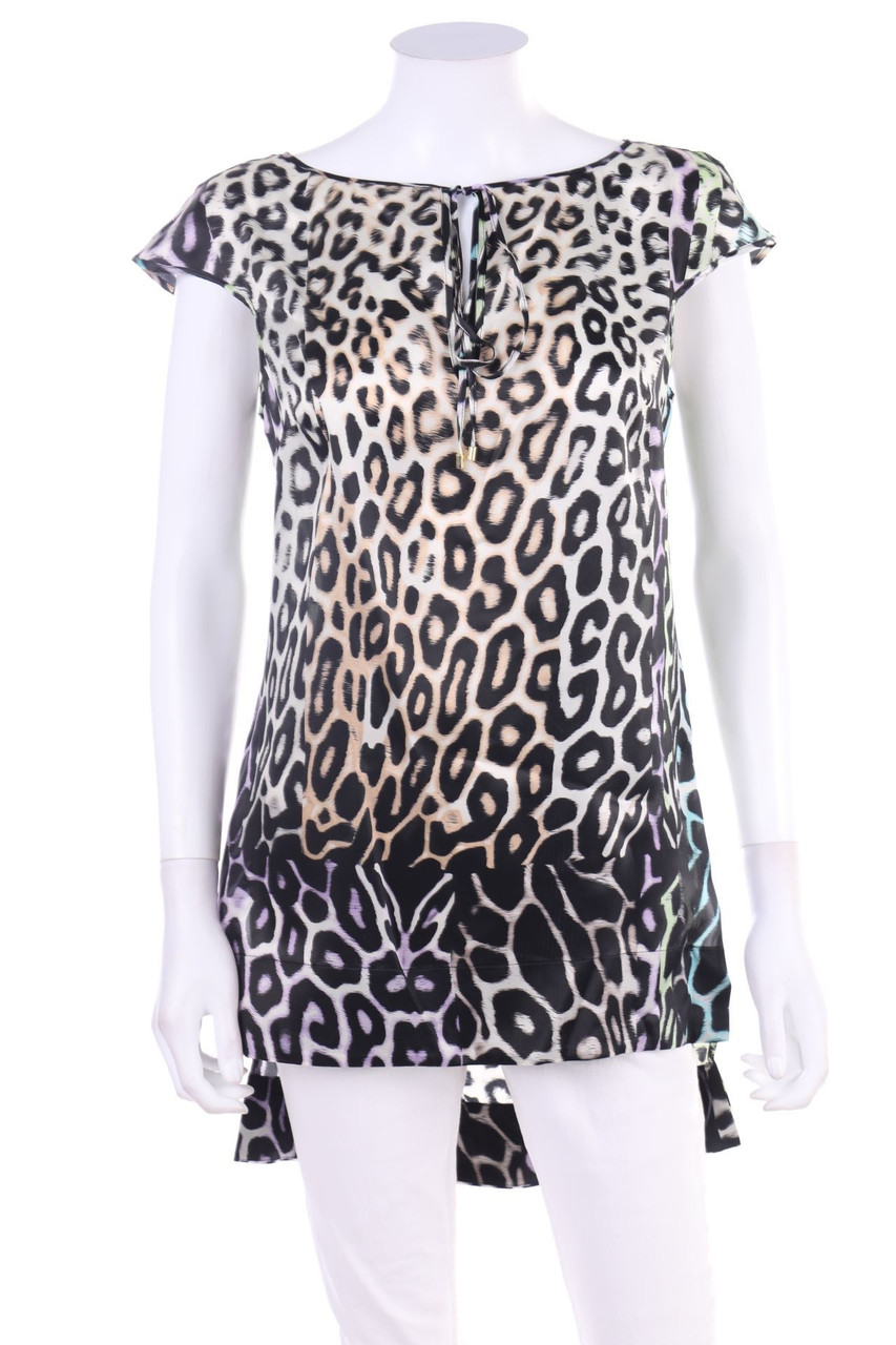 Just cavalli - Satin-Seiden-Bluse mit Leo-Print - D 34