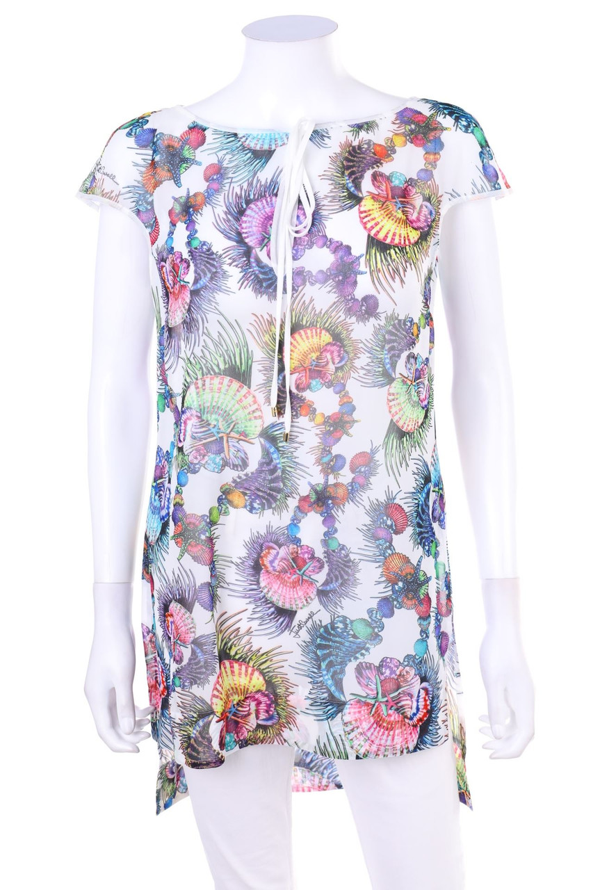 Just cavalli - Chiffon-Kurzarm-Bluse mit Print - D 36