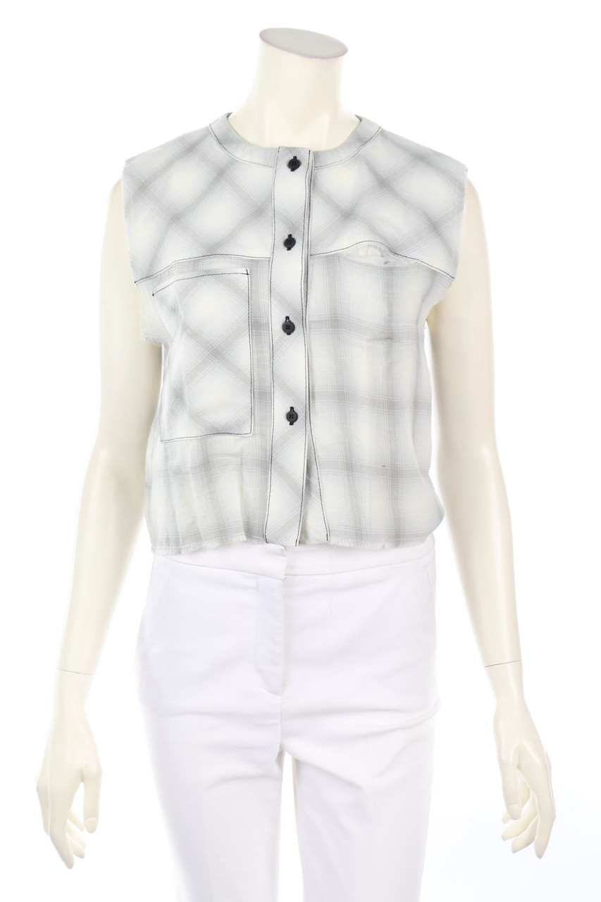 FILLES A PAPA - Sleeveless Shirt Blouse, Linen-Blend - D 36