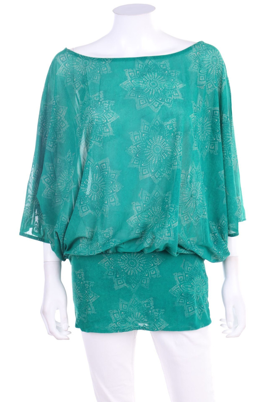 FISICO - Mesh-Batwing Shirt with floral print - L