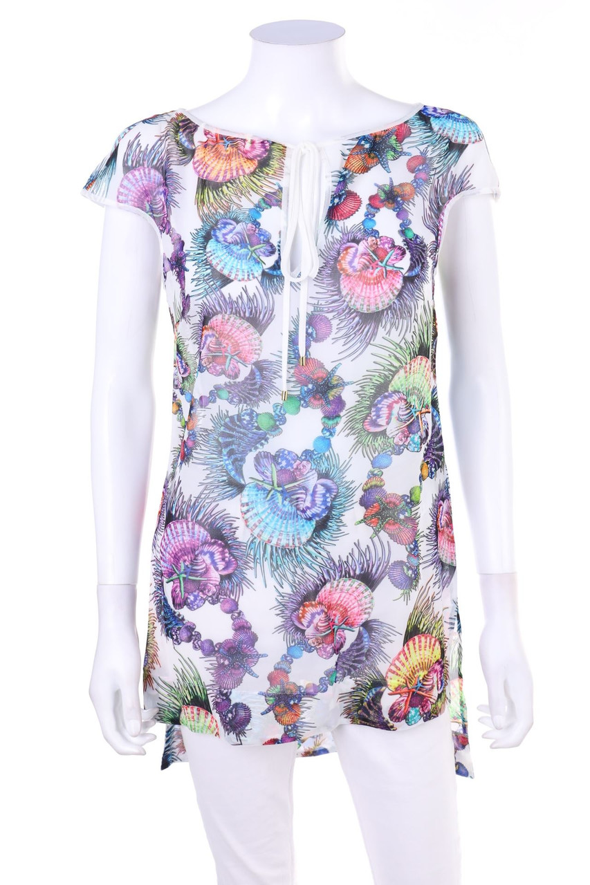 Just cavalli - Chiffon-Kurzarm-Bluse mit Print - D 34