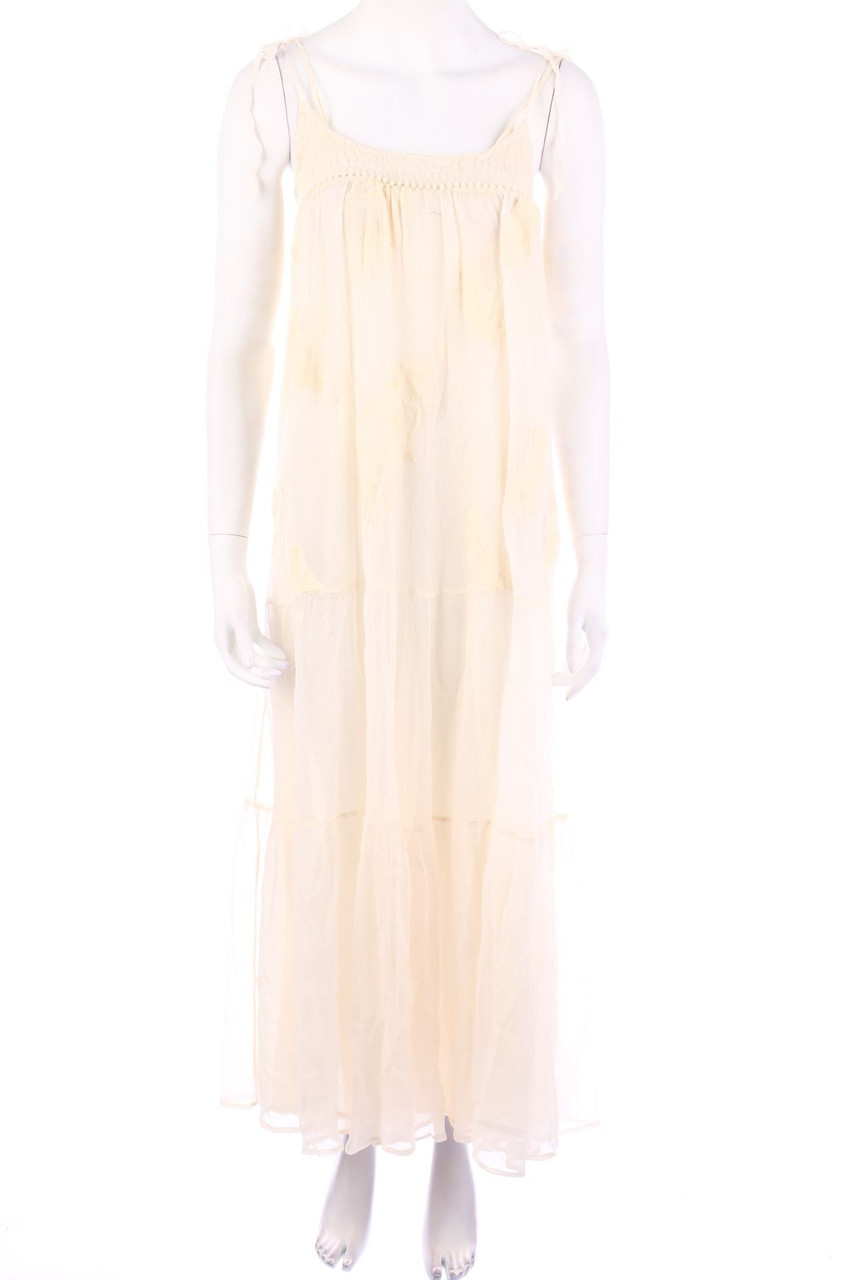 Suoli - Maxi-Silk Dress, Boho Style with Embroideries - S