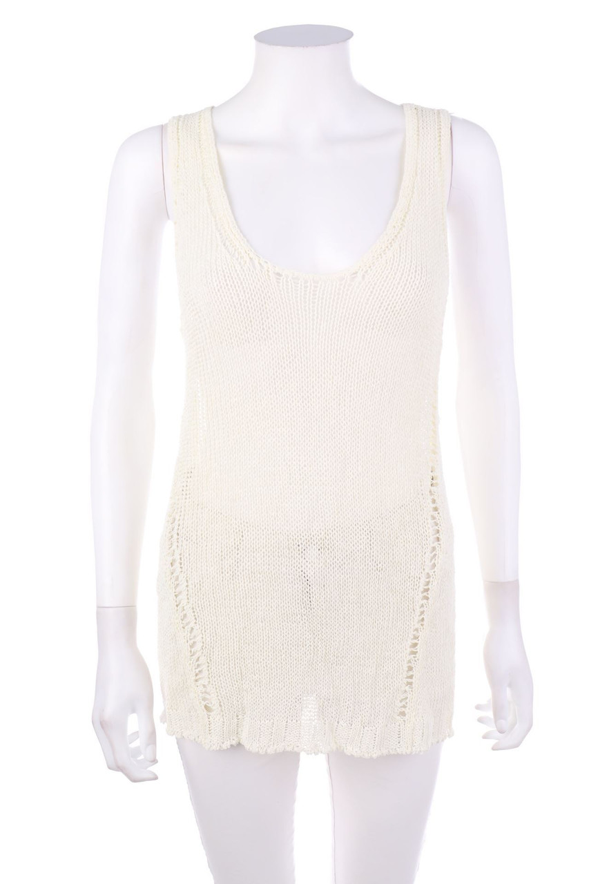 PAROSH - Strick-Top aus Leinen-Mix mit Lochstrick-Details - S