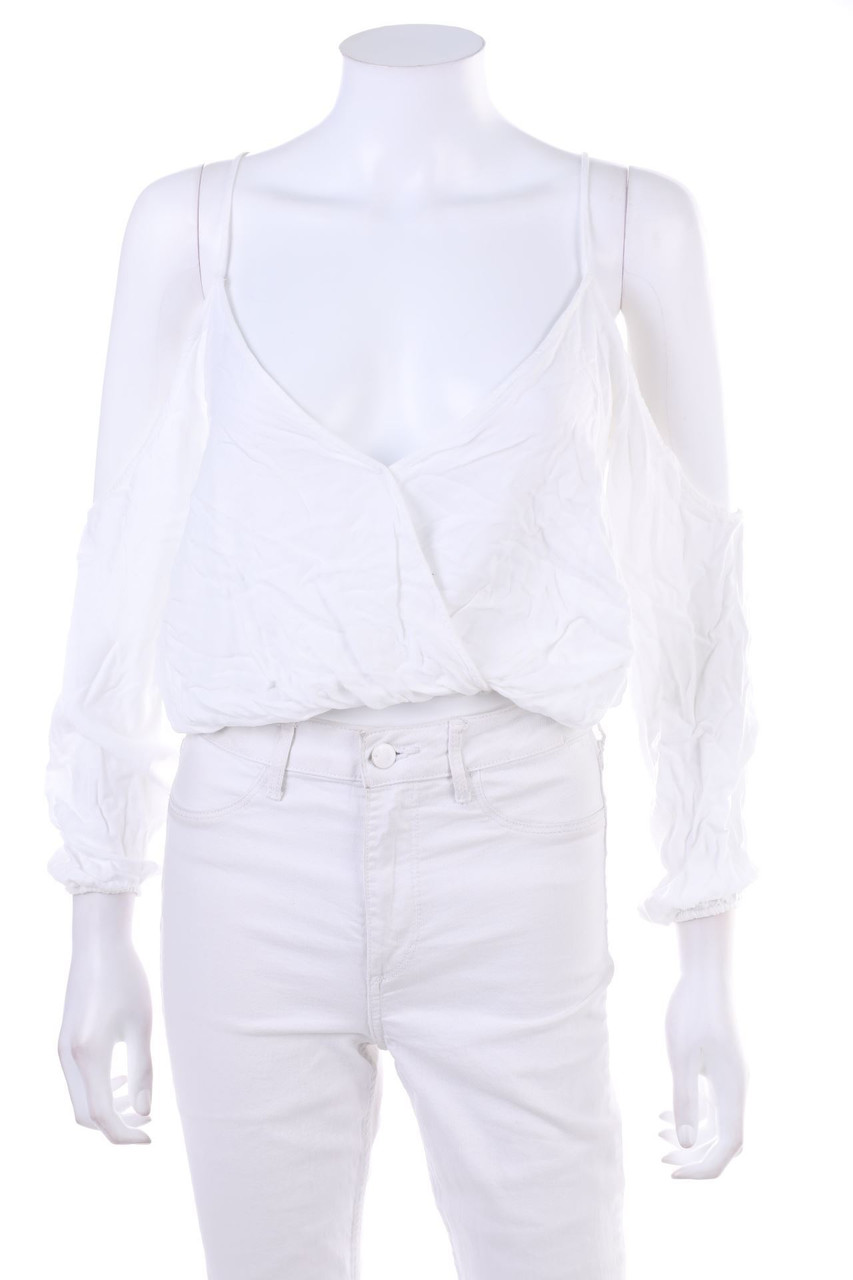 BRANDY MELVILLE - Cold-Shoulder-Cropped-Blouse - S