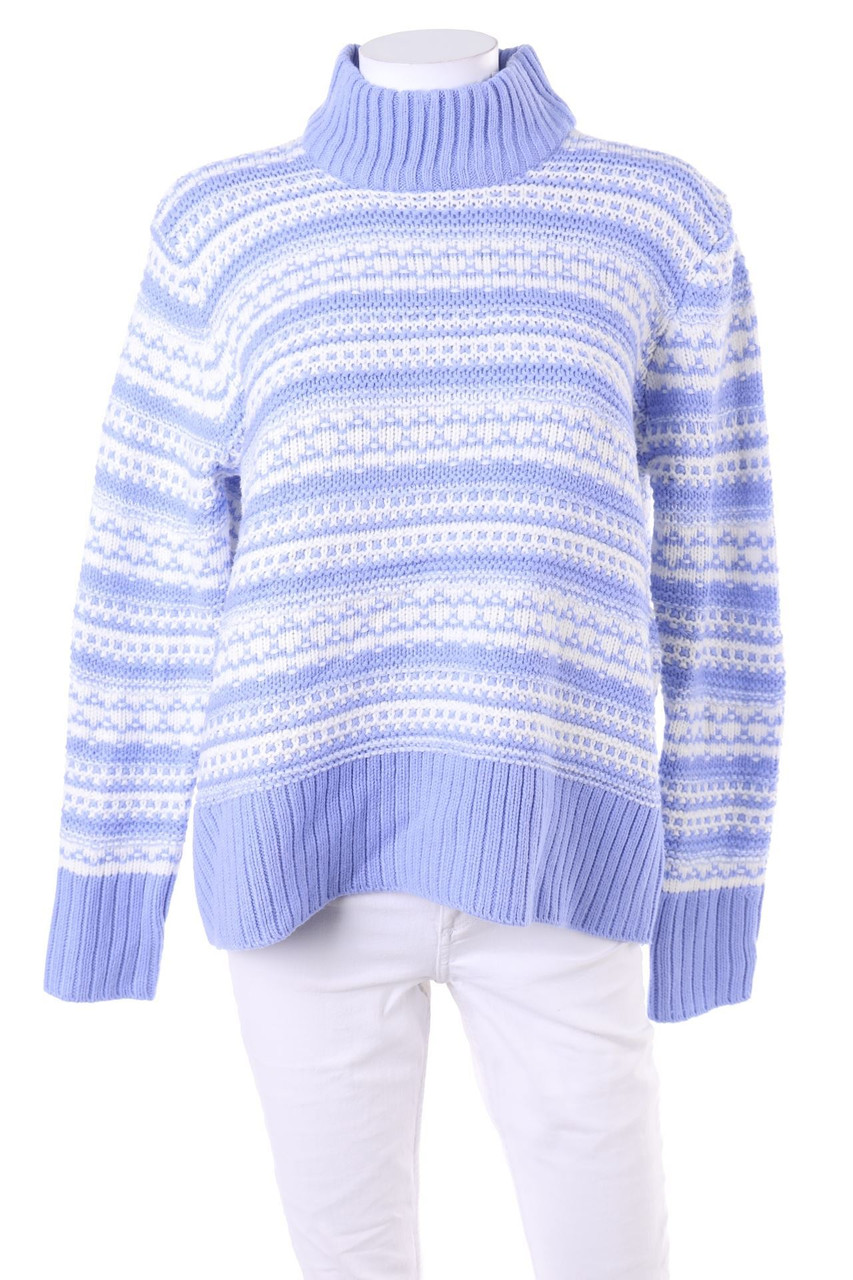 KVL - Muster-Strick-Pullover mit Rollkragen - L