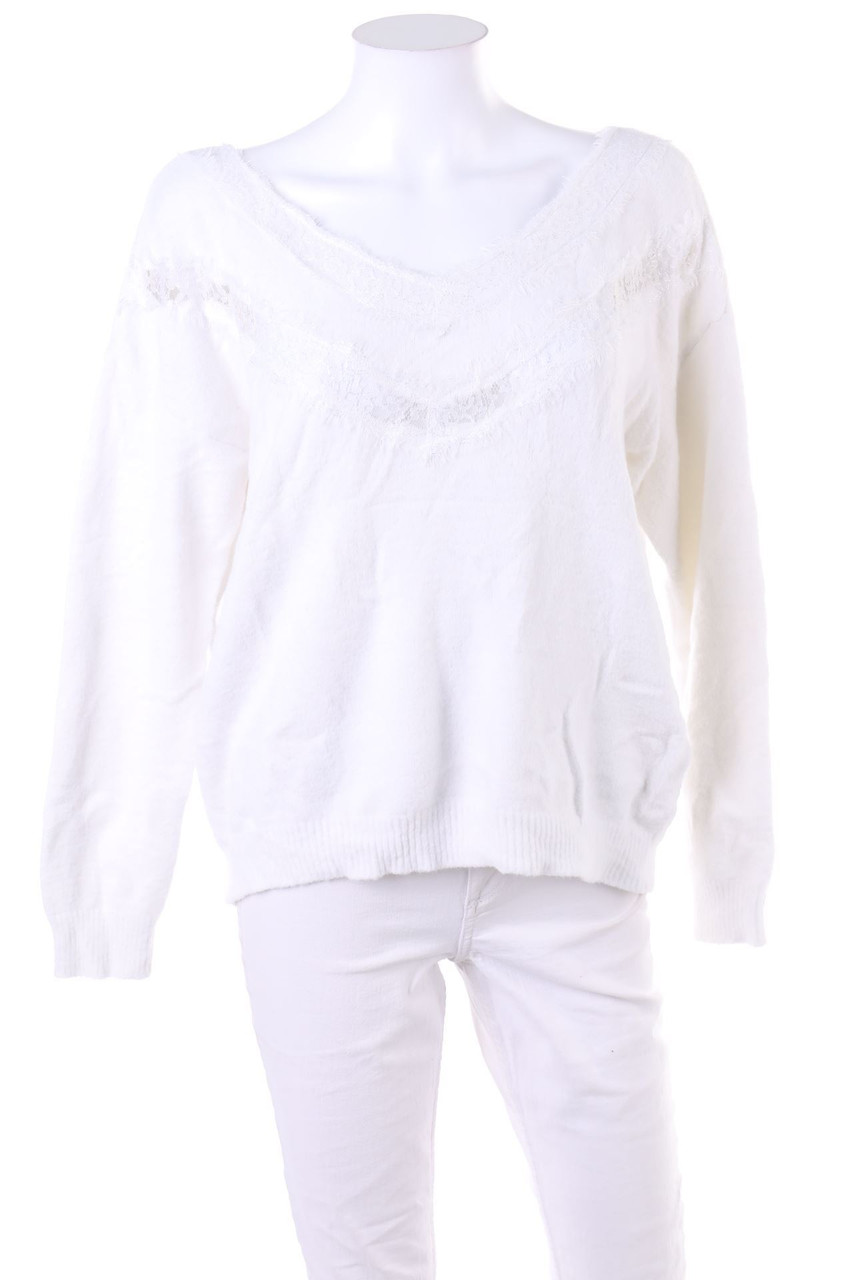 zebra - Pullover with Lace - S