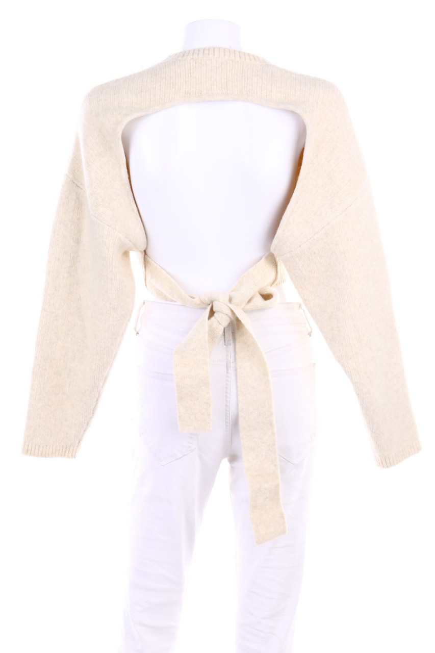 ZARA Cropped-Strick-Pullover mit Rückenausschnitt mit Schleife S s