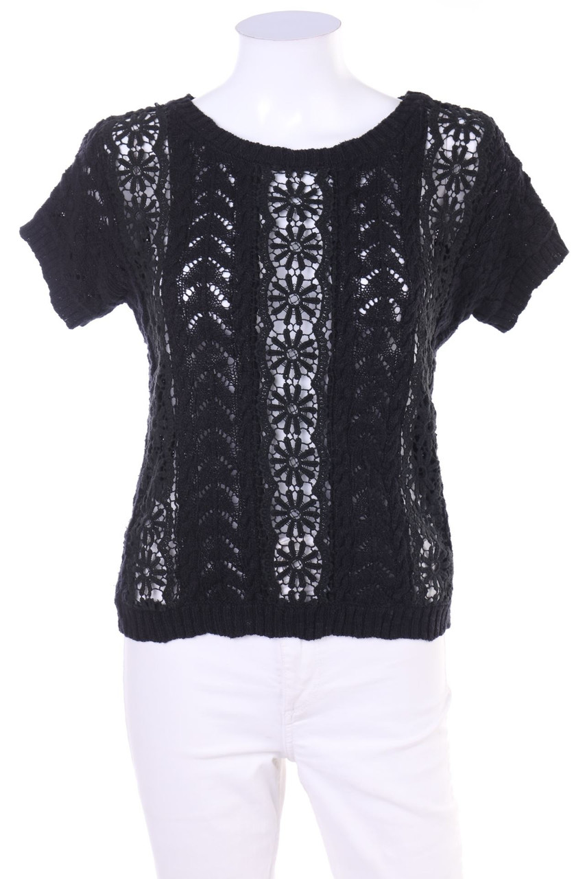 Laura Scott - Strick-Pullover mit Spitzen-Einsatz - M