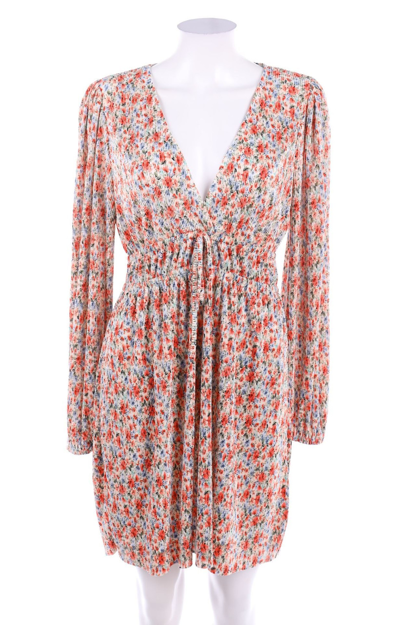 ZARA - Plissee-Kleid mit floralem Muster - L