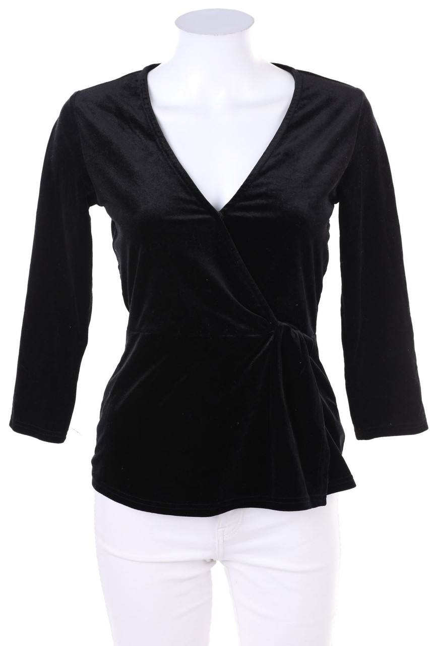 JAQUELINE DE YOUNG - Samt-Bluse in Wickel-Optik - S
