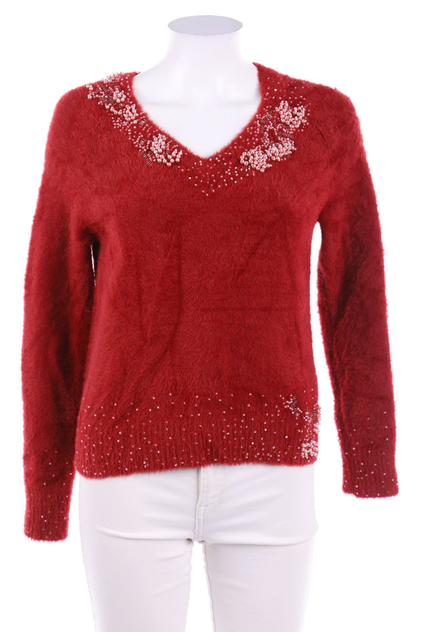 GUESS - V-Neck Pullover with Pearls - XS