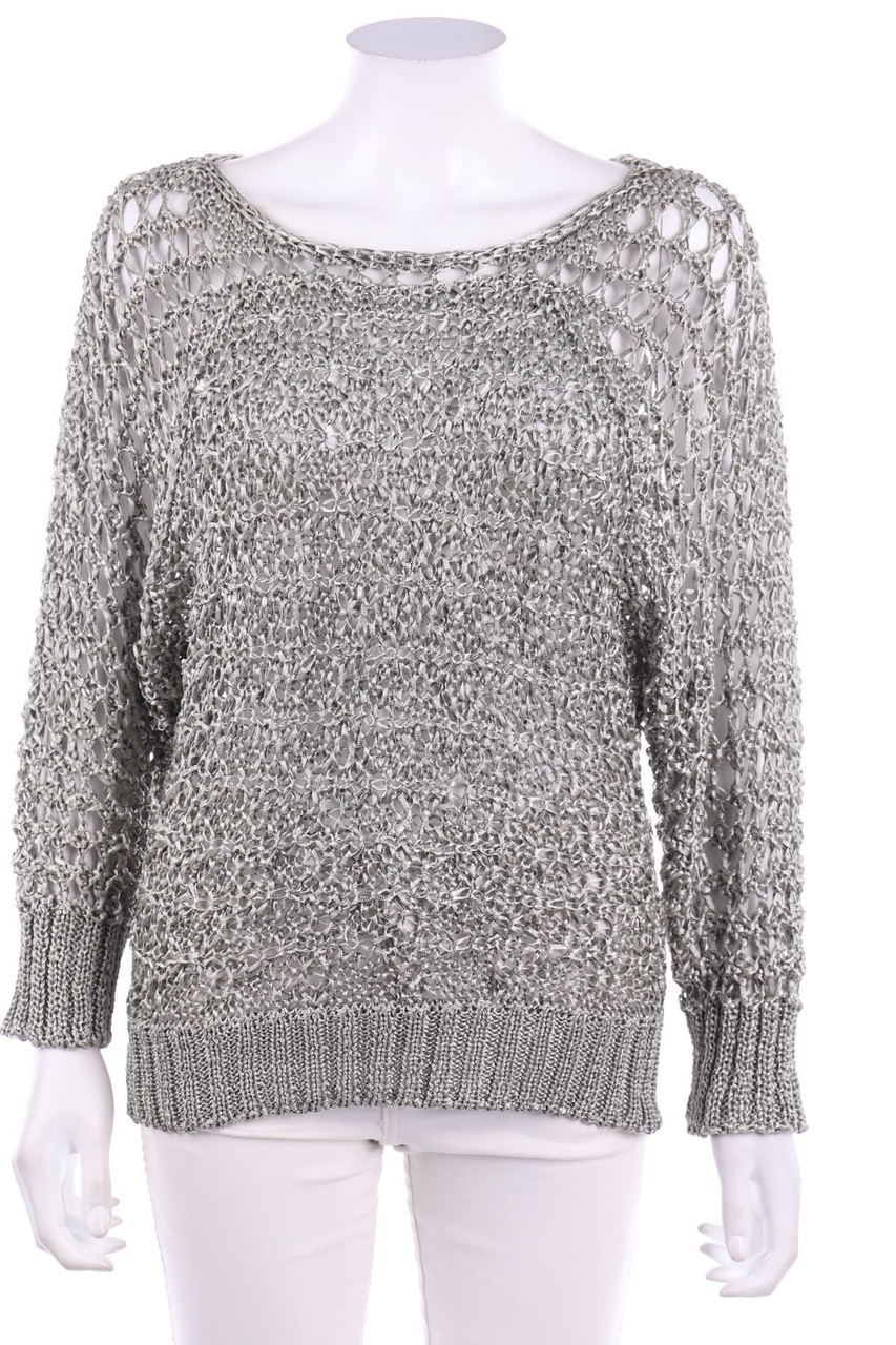 SISLEY - Batwing-Pullover aus Lochstrick mit Metallic-Effekt - D 34