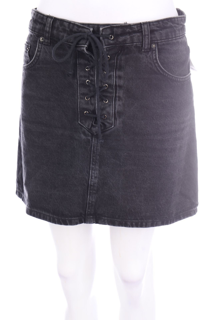 PULL&BEAR - Denim Mini Skirt with Lacing - D 38-40