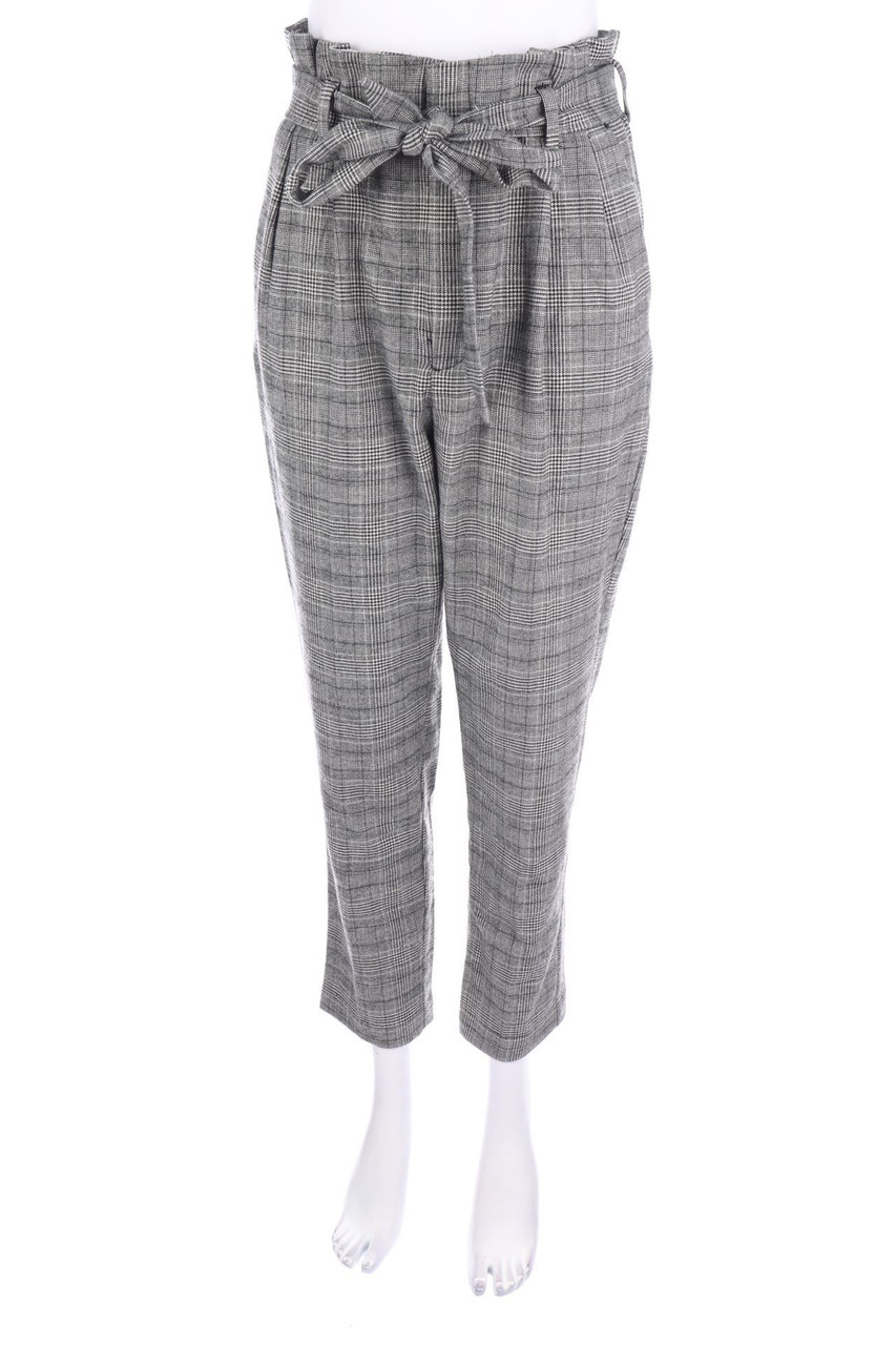 Ohne Label - Paperbag-Hose mit Karo-Muster - D 34