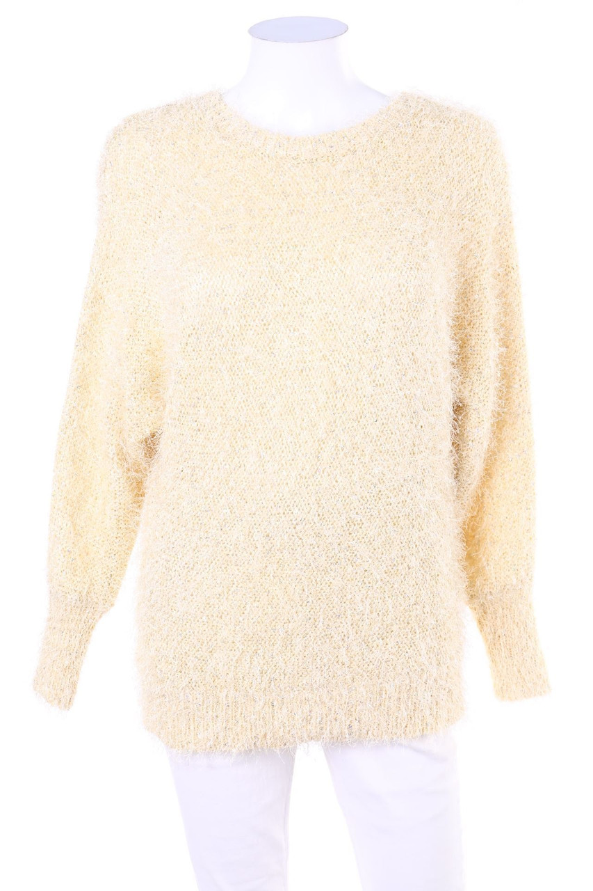 Ohne Label - Glitzer-Strick-Pullover mit Batwing-Ärmeln - L
