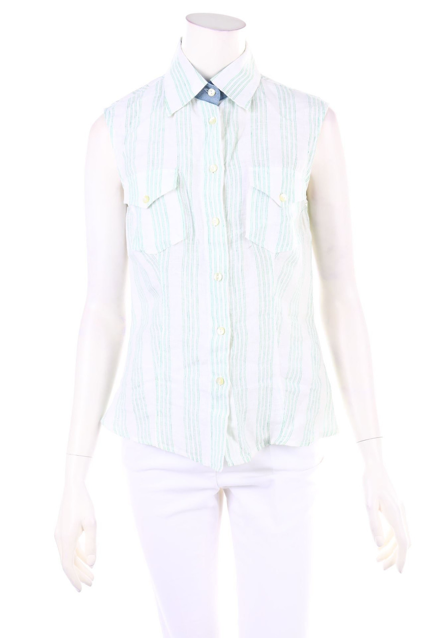 Les Copains - Leinen-Hemd-Bluse mit kurzem Ärmel - D 40