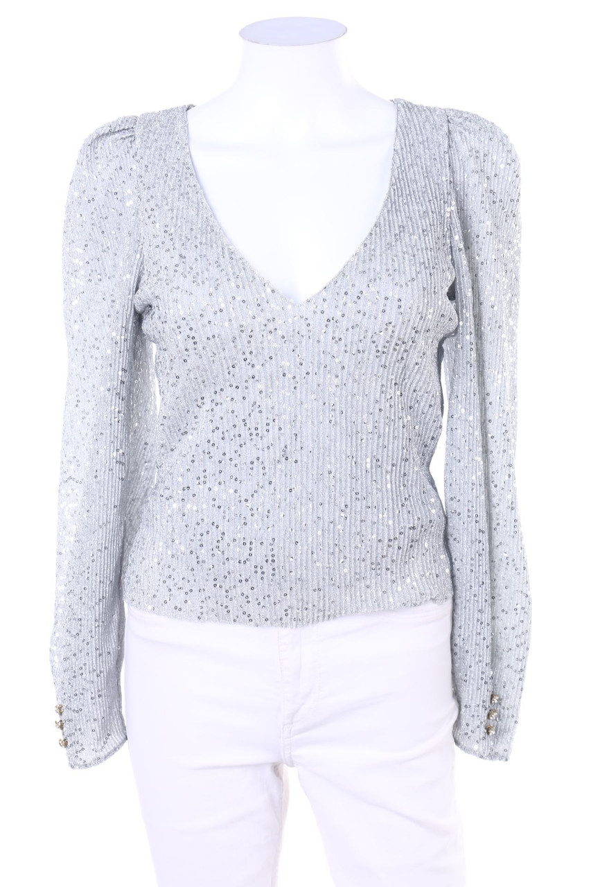 ZARA - Glitzer-Bluse mit Pailletten - S