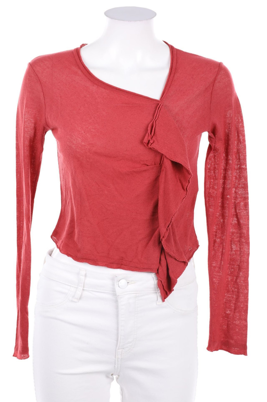 Doralice - Volants-V-Neck Pullover, Linen-Blend - S