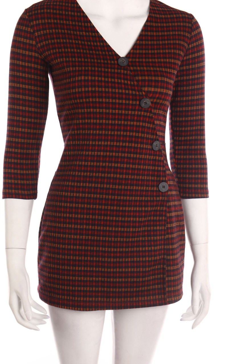 No Label - Checked dress with Buttons - M