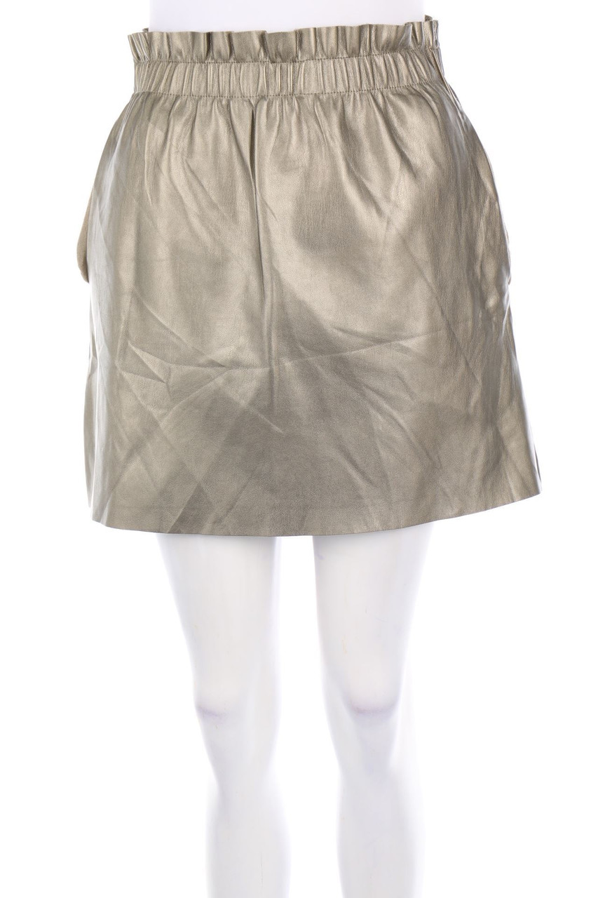 Zara Knit - Metallic-Faux Leather-Mini-Rock - S