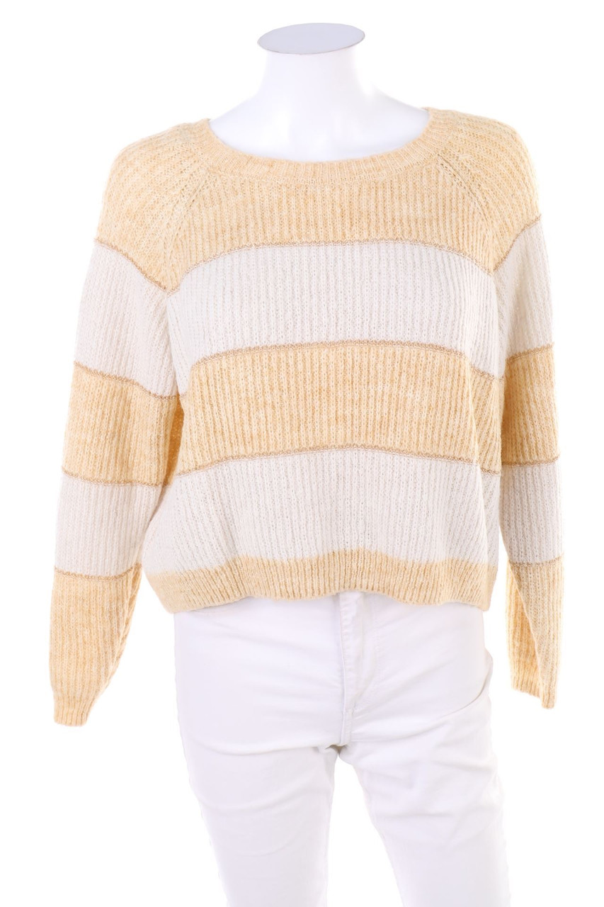 ONLY - Streifen-Strick-Pullover mit Glitzer - M